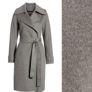 Badgley Mischka Grey Wool Wrap Trench Coat